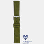 Men Suede Leather Strap GRACE IN SUEDE- OLIVE MOSS 22 MM