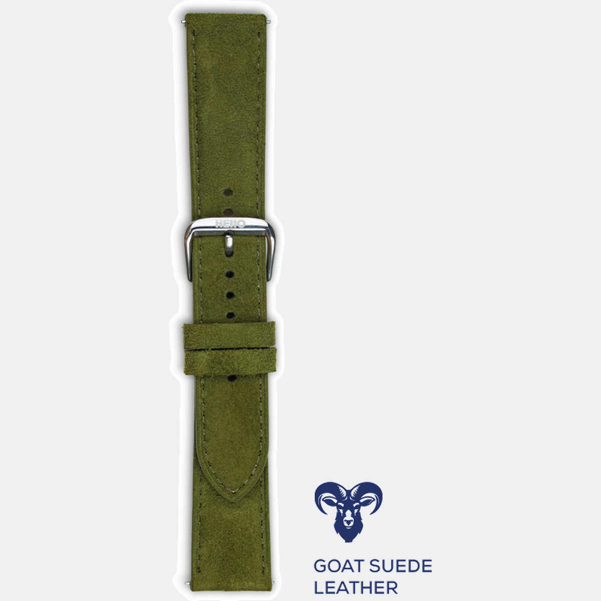 Men Suede Leather Strap GRACE IN SUEDE- OLIVE MOSS 22 MM