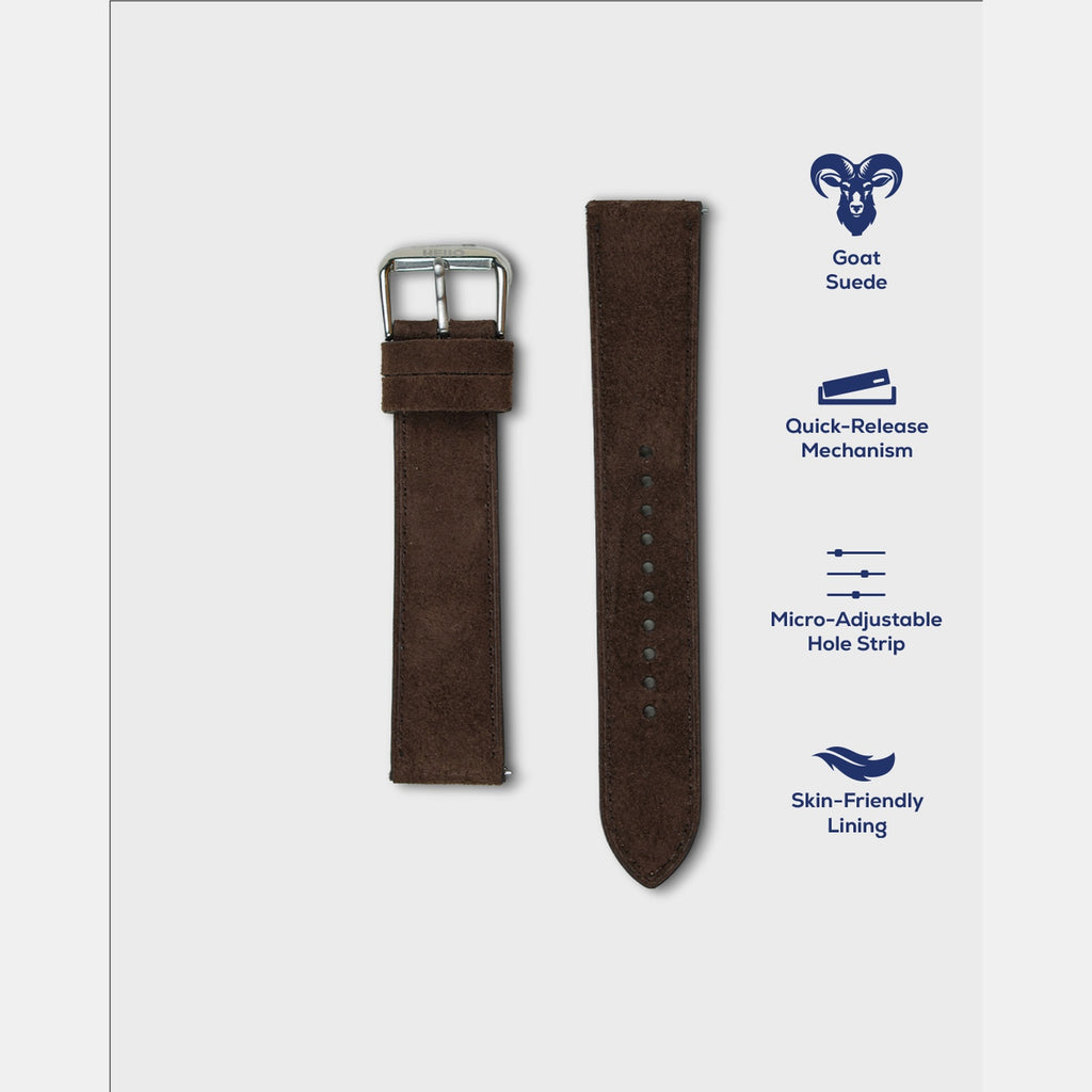 Men Suede Leather Strap GRACE IN SUEDE- WET EARTH 22 MM