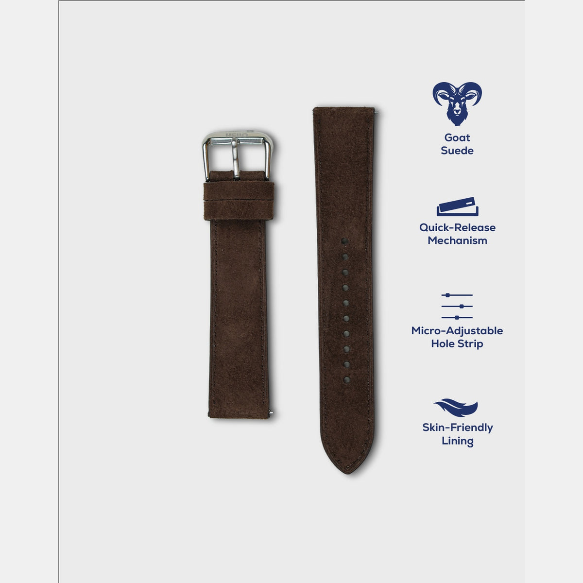 Men Suede Leather Strap GRACE IN SUEDE- WET EARTH 20 MM