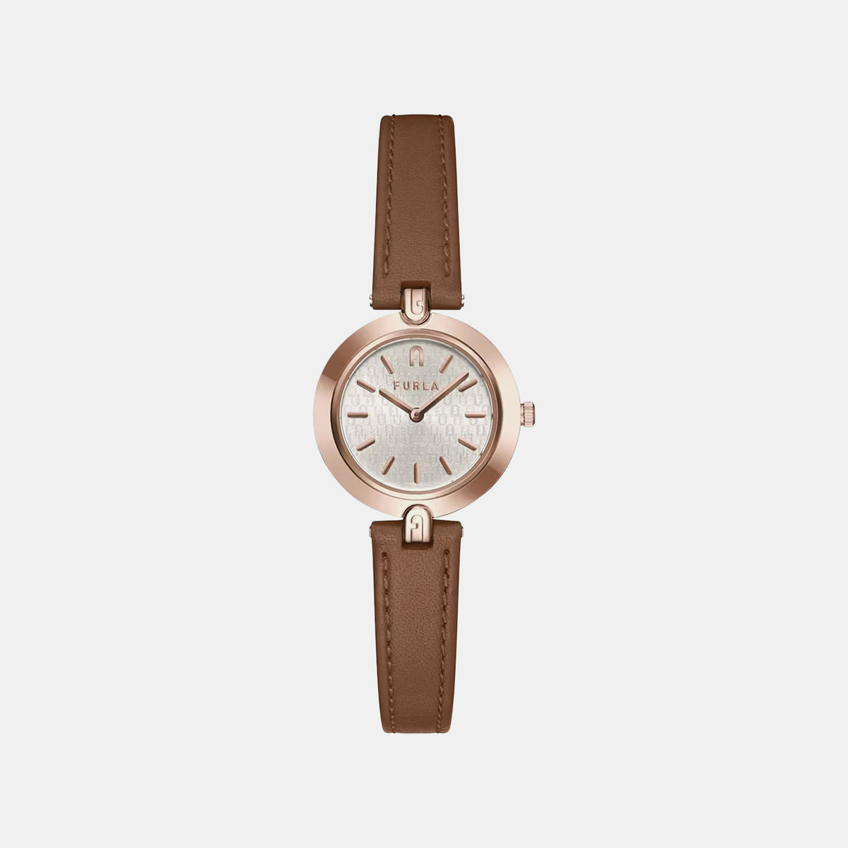 Logo Links Women Quartz Silver Dial Analog Leather Watch WW00006002L3