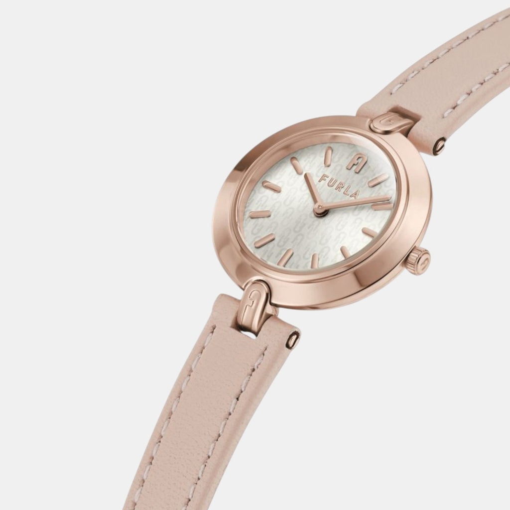 Furla Logo Links Women Quartz Silver Dial Analog Leather Watch WW00006003L3