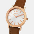Women Quartz Silver Dial Analog Leather Watch WW00007007L3