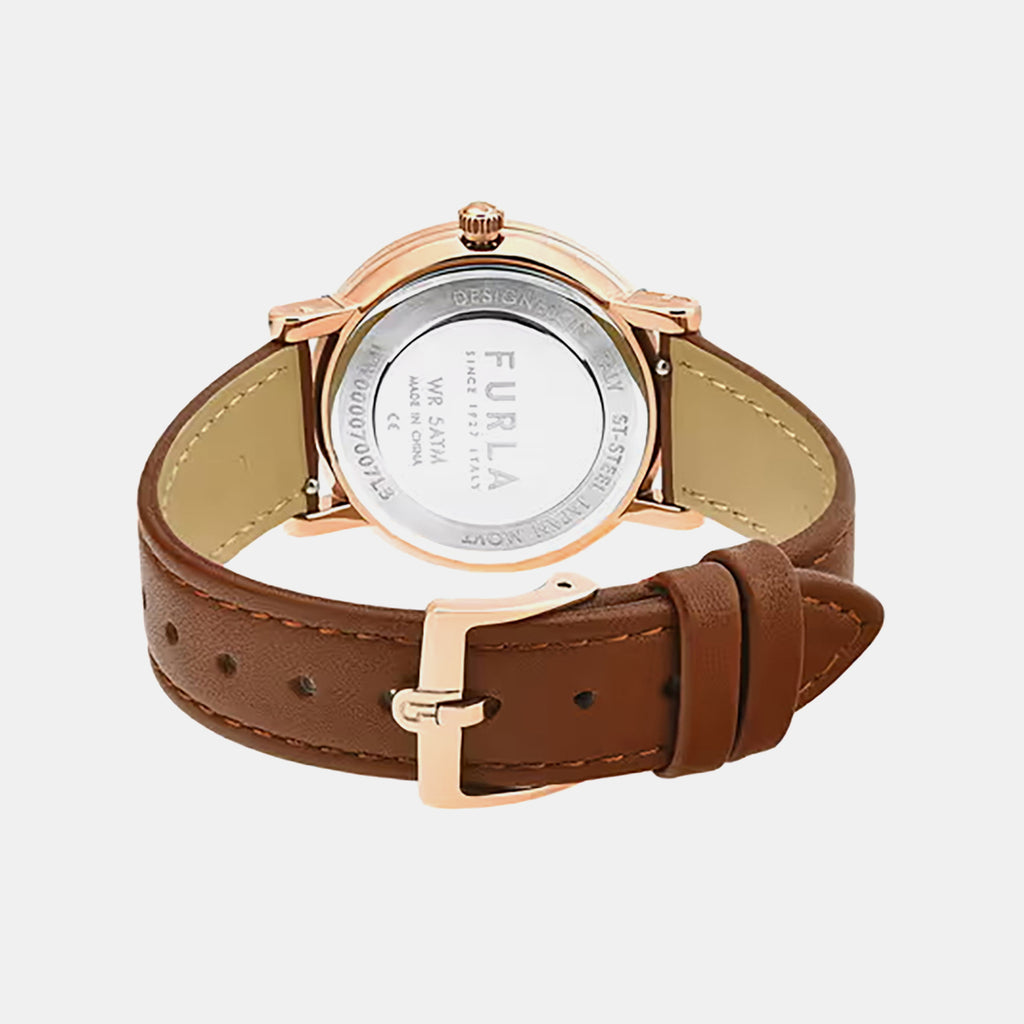 Women Quartz Silver Dial Analog Leather Watch WW00007007L3