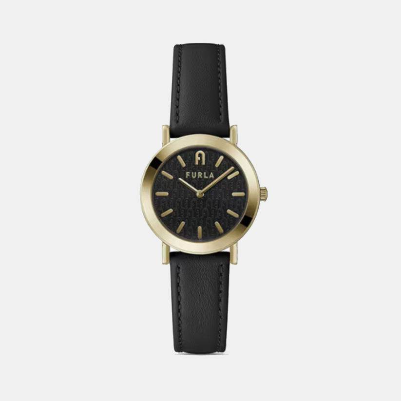 Minimal Women Quartz Black Dial Analog Leather Watch WW00007008L2