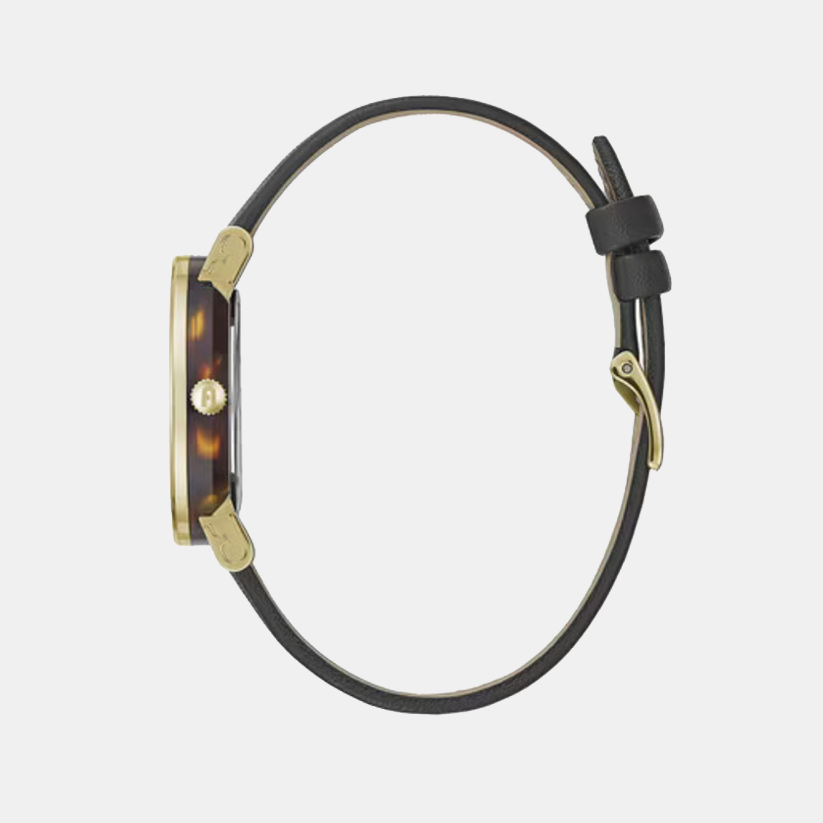 Minimal Women Quartz Black Dial Analog Leather Watch WW00007008L2