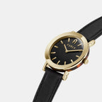 Minimal Women Quartz Black Dial Analog Leather Watch WW00007008L2