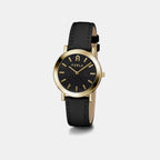 Minimal Women Quartz Black Dial Analog Leather Watch WW00007008L2