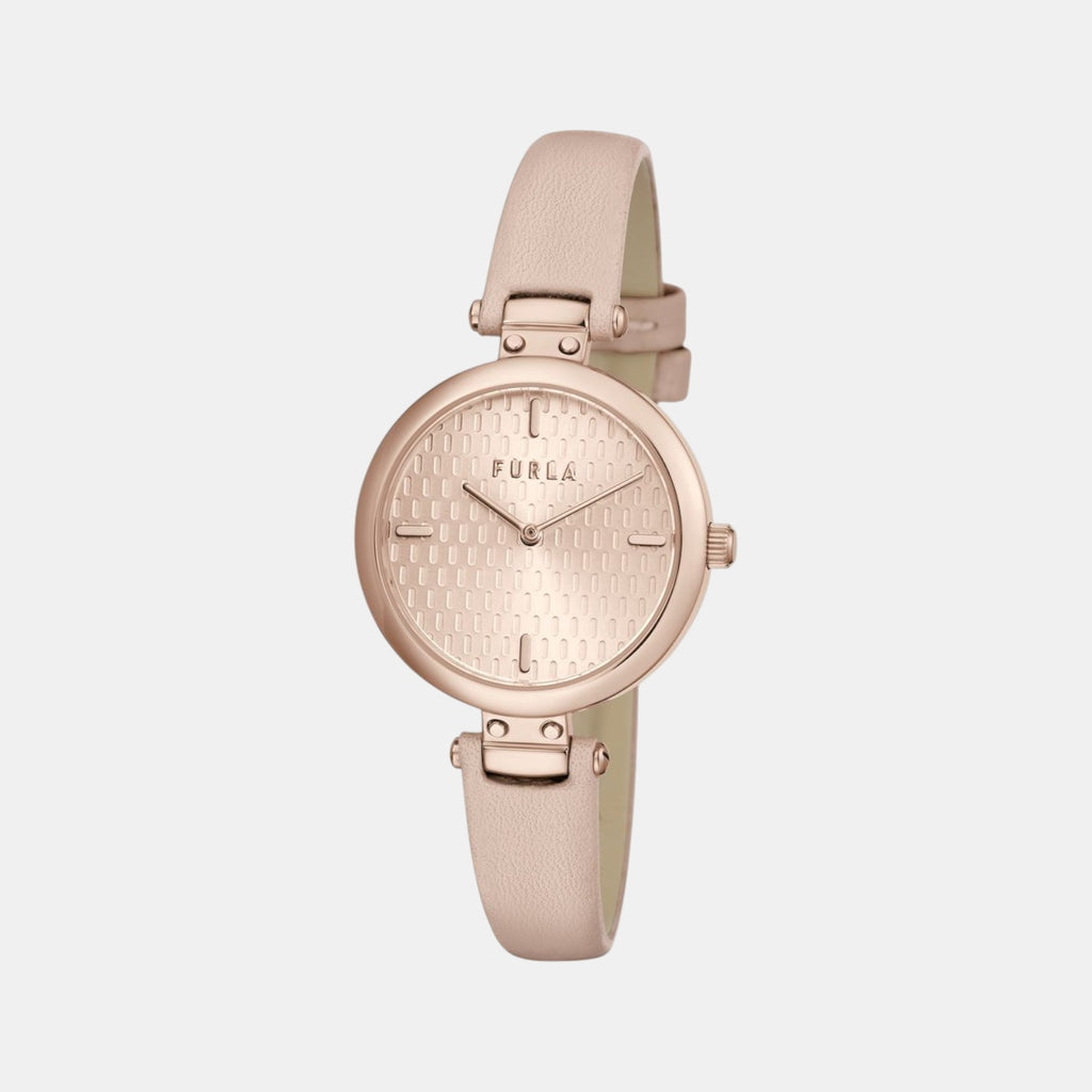 Furla New Pin Women Quartz Rose Gold Dial Analog Leather Watch WW00018004L3