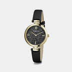 Women Quartz Black Dial Analog Leather Watch WW00018009L2