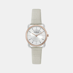 Sleek Women Quartz Silver Dial Analog Leather Watch WW00021005L5