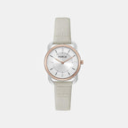 Sleek Women Silver Dial Analog Leather Watch WW00021005L5