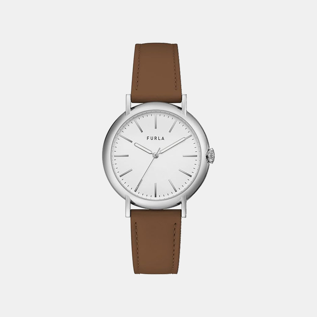 Women Quartz Silver Dial Analog Leather Watch WW00023001L1