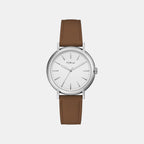 Women Quartz Silver Dial Analog Leather Watch WW00023001L1