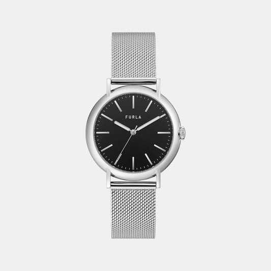 Unisex Quartz Black Dial Analog Stainless Steel Watch WW00023004L1