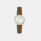Sleek Women Silver Dial Analog Leather Watch WW00024003L2