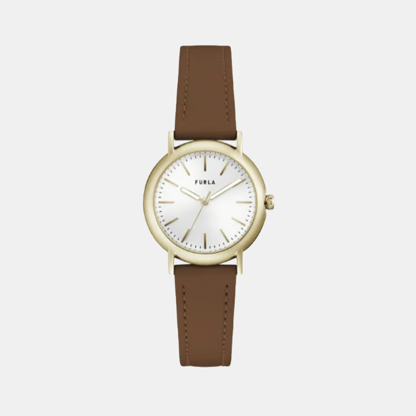 Sleek Women Quartz Silver Dial Analog Leather Watch WW00024003L2