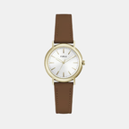 Sleek Women Quartz Silver Dial Analog Leather Watch WW00024003L2