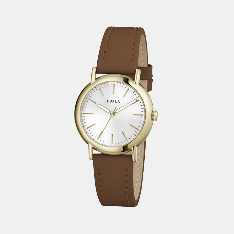 Sleek Women Quartz Silver Dial Analog Leather Watch WW00024003L2