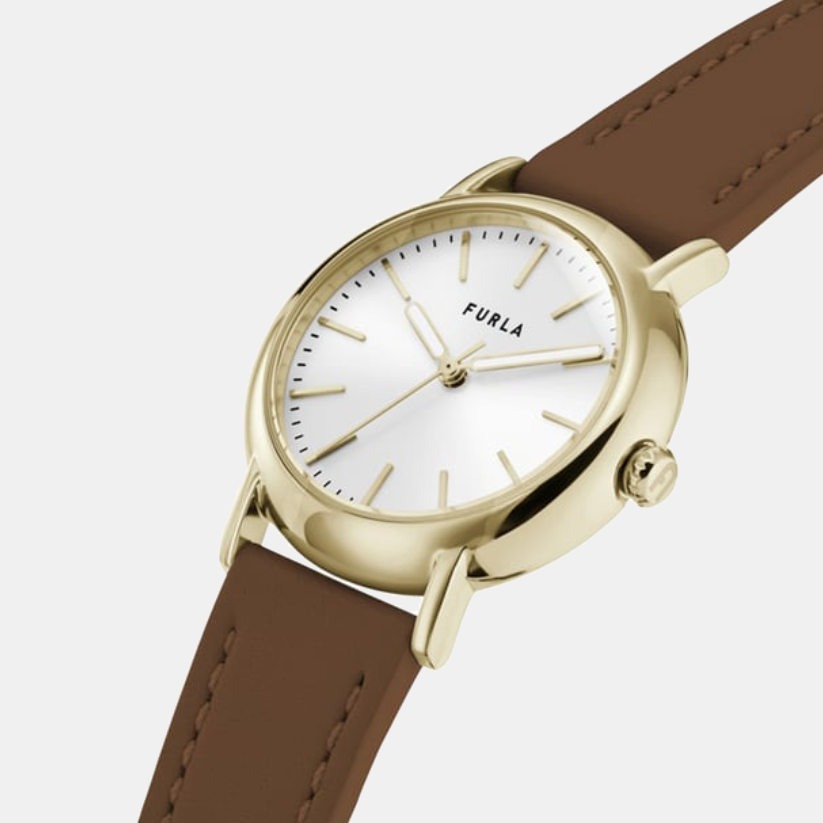 Sleek Women Quartz Silver Dial Analog Leather Watch WW00024003L2