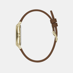 Sleek Women Quartz Silver Dial Analog Leather Watch WW00024003L2