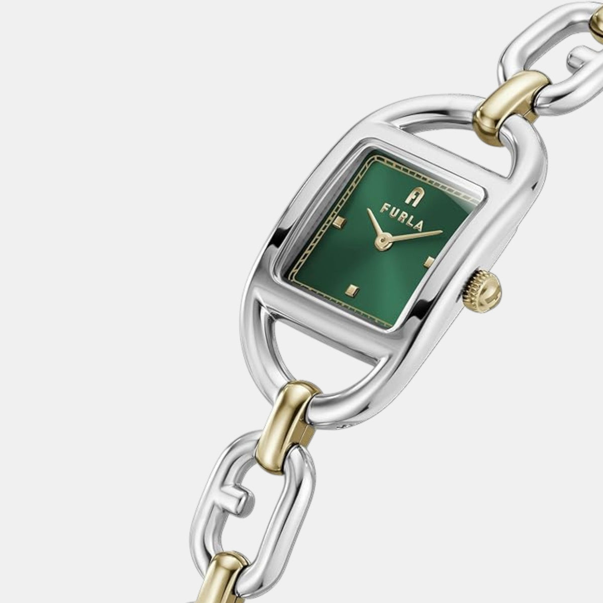 Glamour Chic Women Quartz Green Dial Analog Stainless Steel Watch WW00026006L4