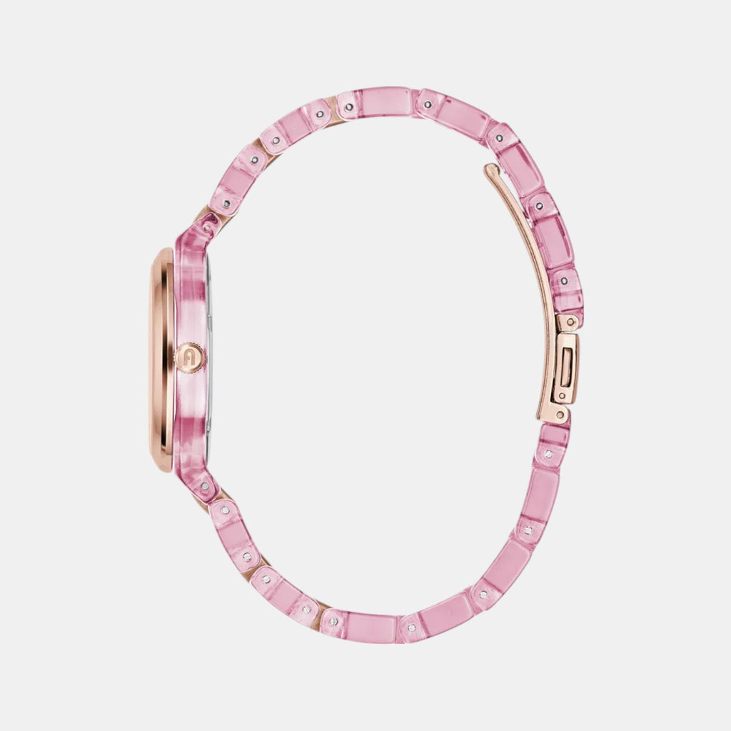 Women Quartz White Dial Analog Acetate Watch WW00028006L3