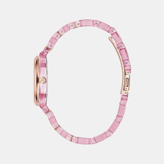 Women Quartz White Dial Analog Acetate Watch WW00028006L3