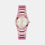 Women Quartz White Dial Analog Acetate Watch WW00028006L3