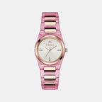 Women Quartz White Dial Analog Acetate Watch WW00028006L3