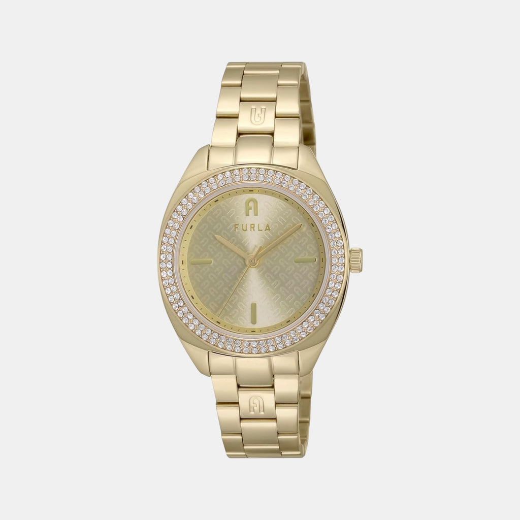 Furla Athleisure Women Quartz Champagne Dial Analog Stainless Steel Watch WW00038003L2