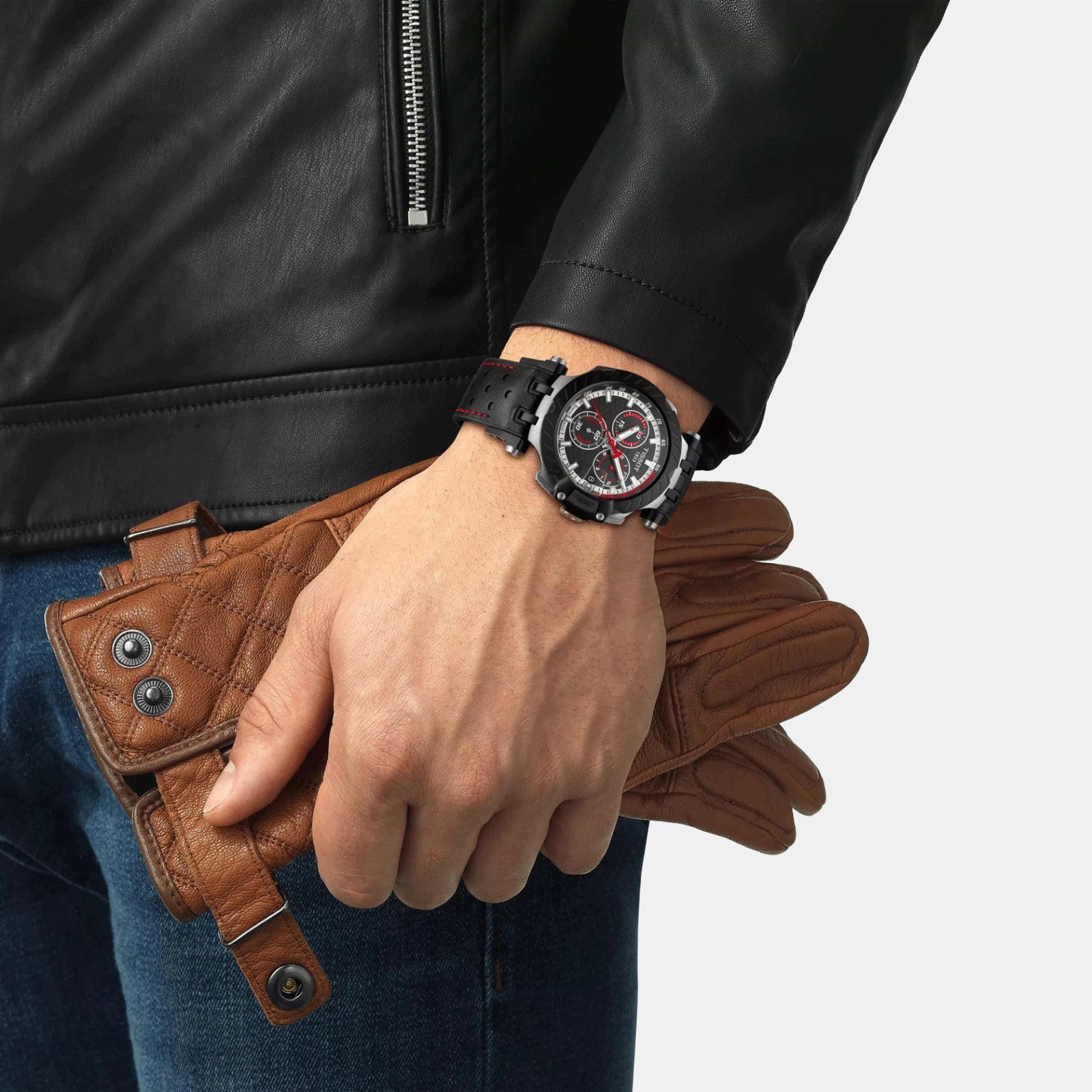 T-Race MotoGP Limited Edition Men Quartz Black Dial Chronograph Leather Watch T1154172705101