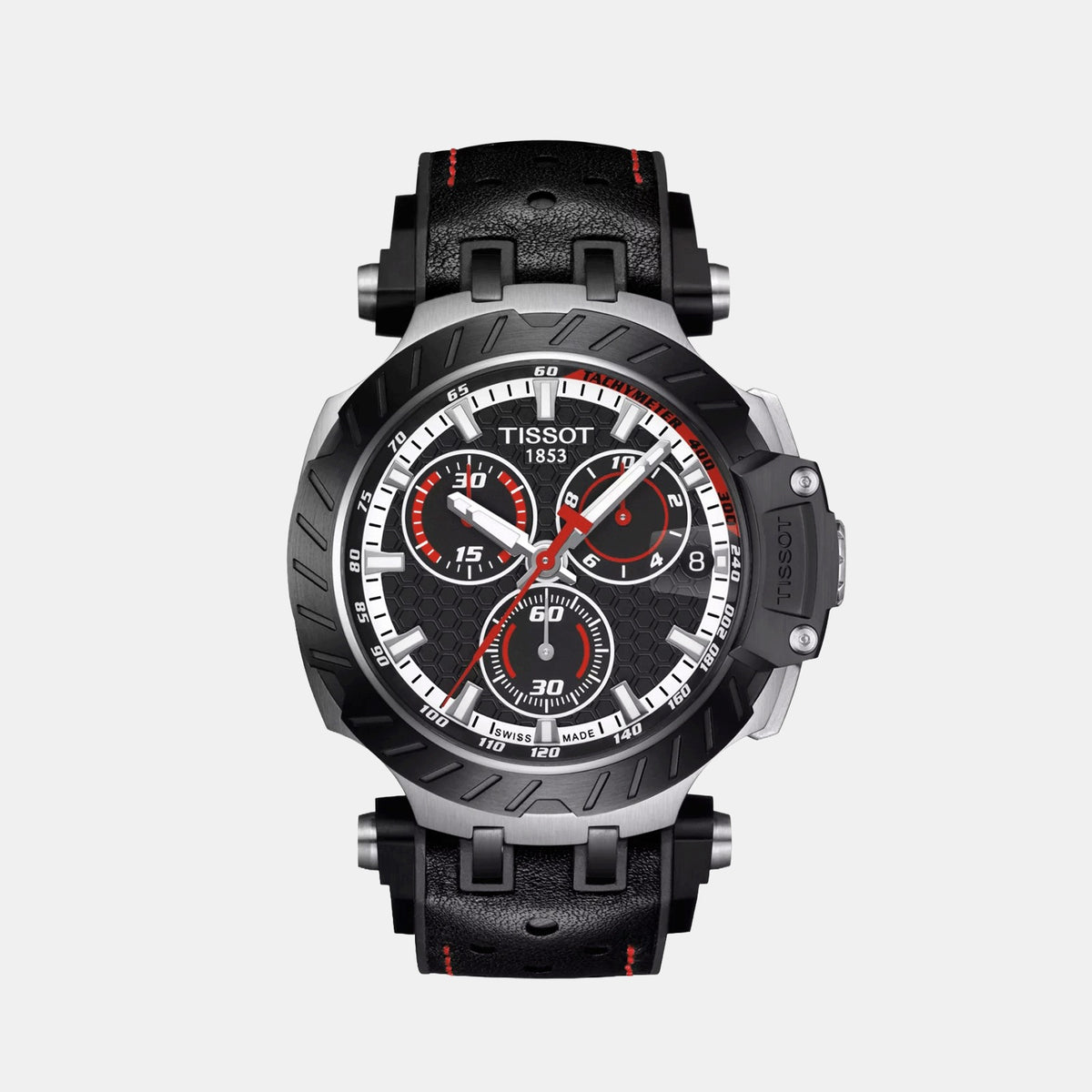T-Race Men Quartz Black Dial Chronograph Leather Watch T1154172705101