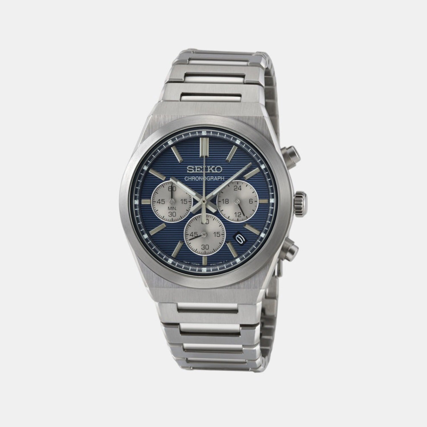Seiko Round Blue Chronograph watch