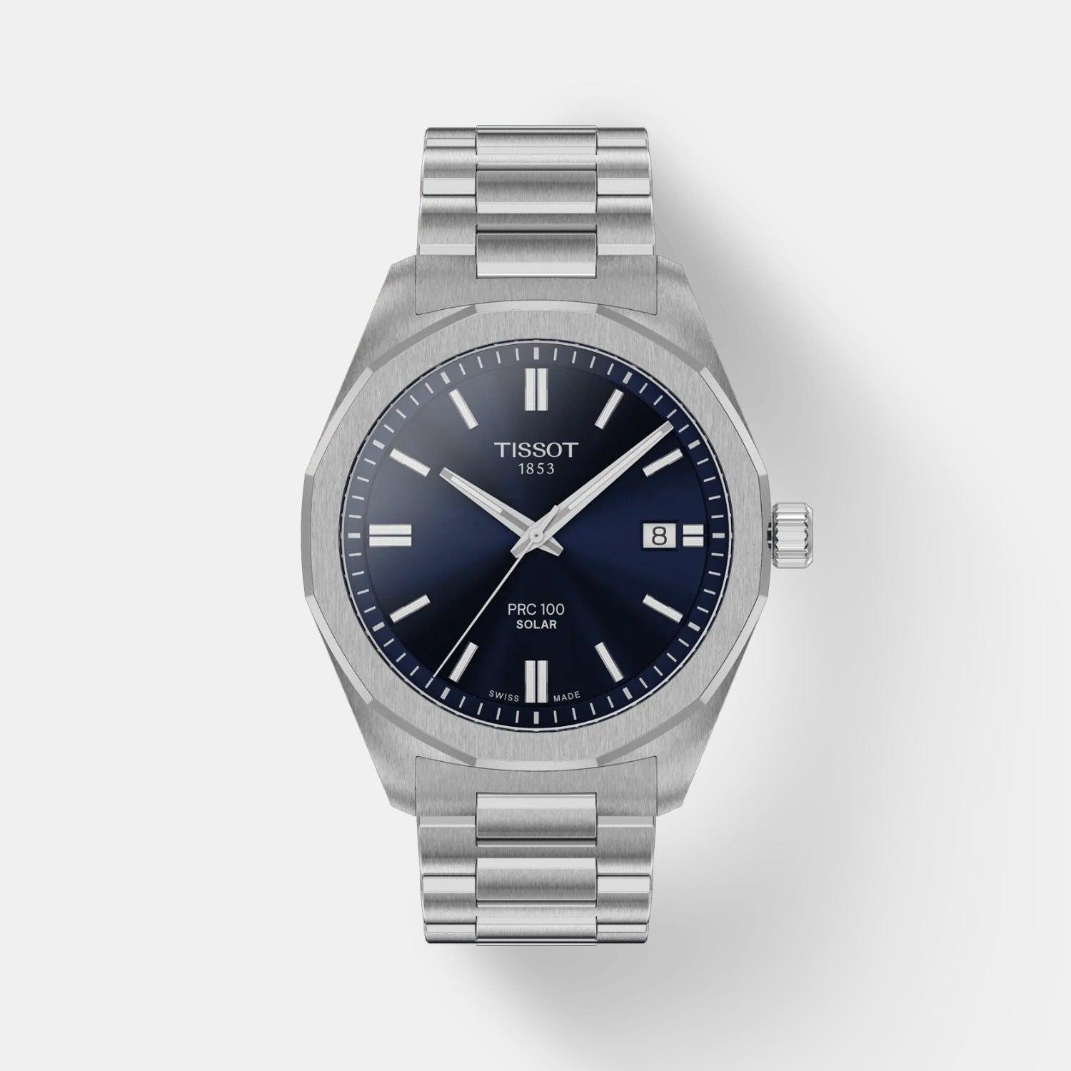 PRC 100 Quartz Solar Unisex Blue Dial Analog Stainless Steel Watch T1514221104100