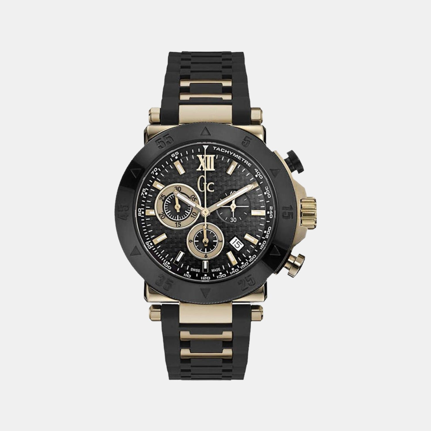 GC Round Black Chronograph watch
