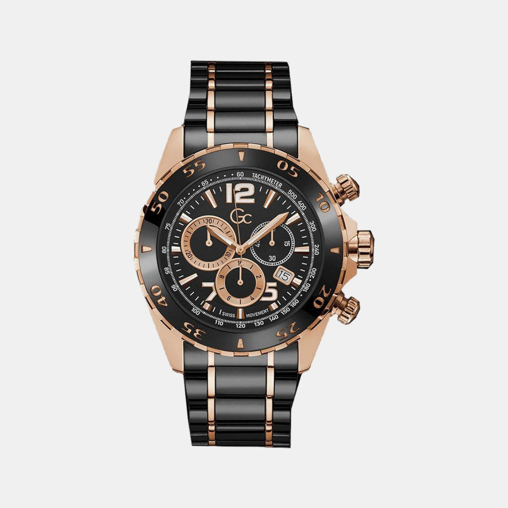 GC Round Black Chronograph watch