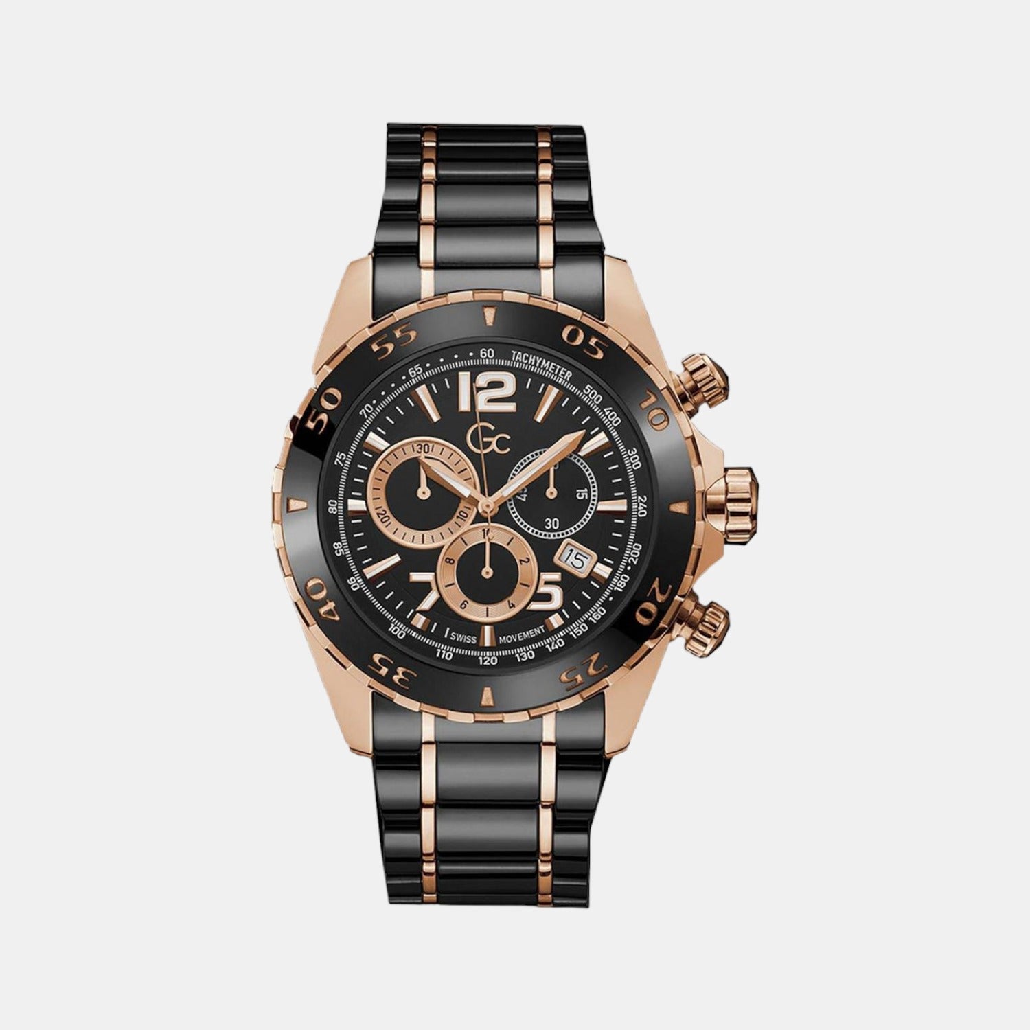 GC Round Black Chronograph watch