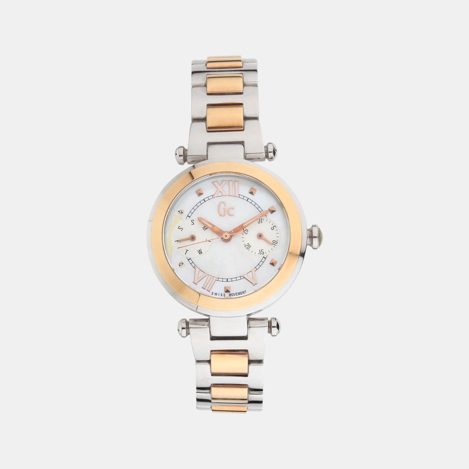 GC Female White Analog Stainless Steel Watch GC Just In Time