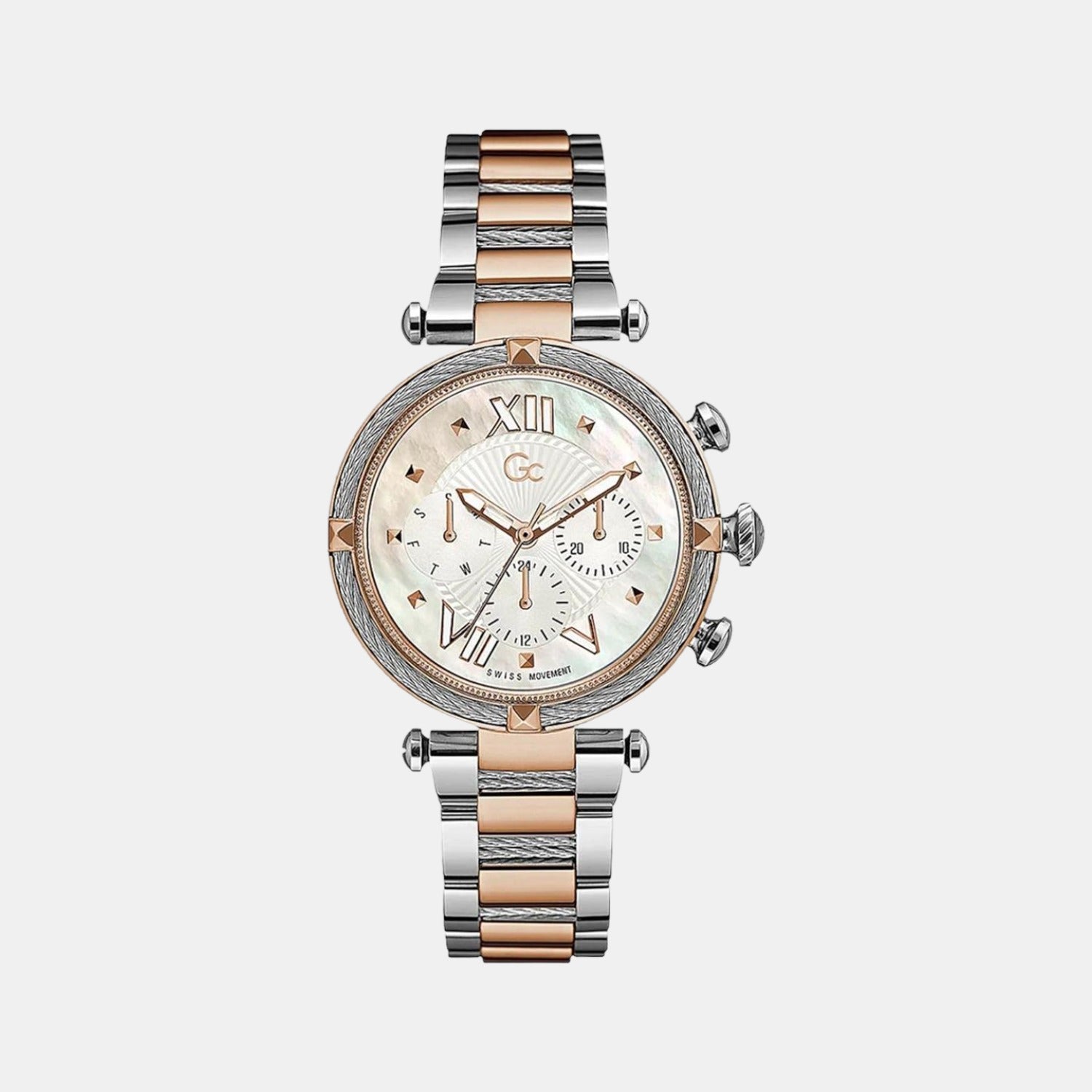 GC Round White Chronograph watch