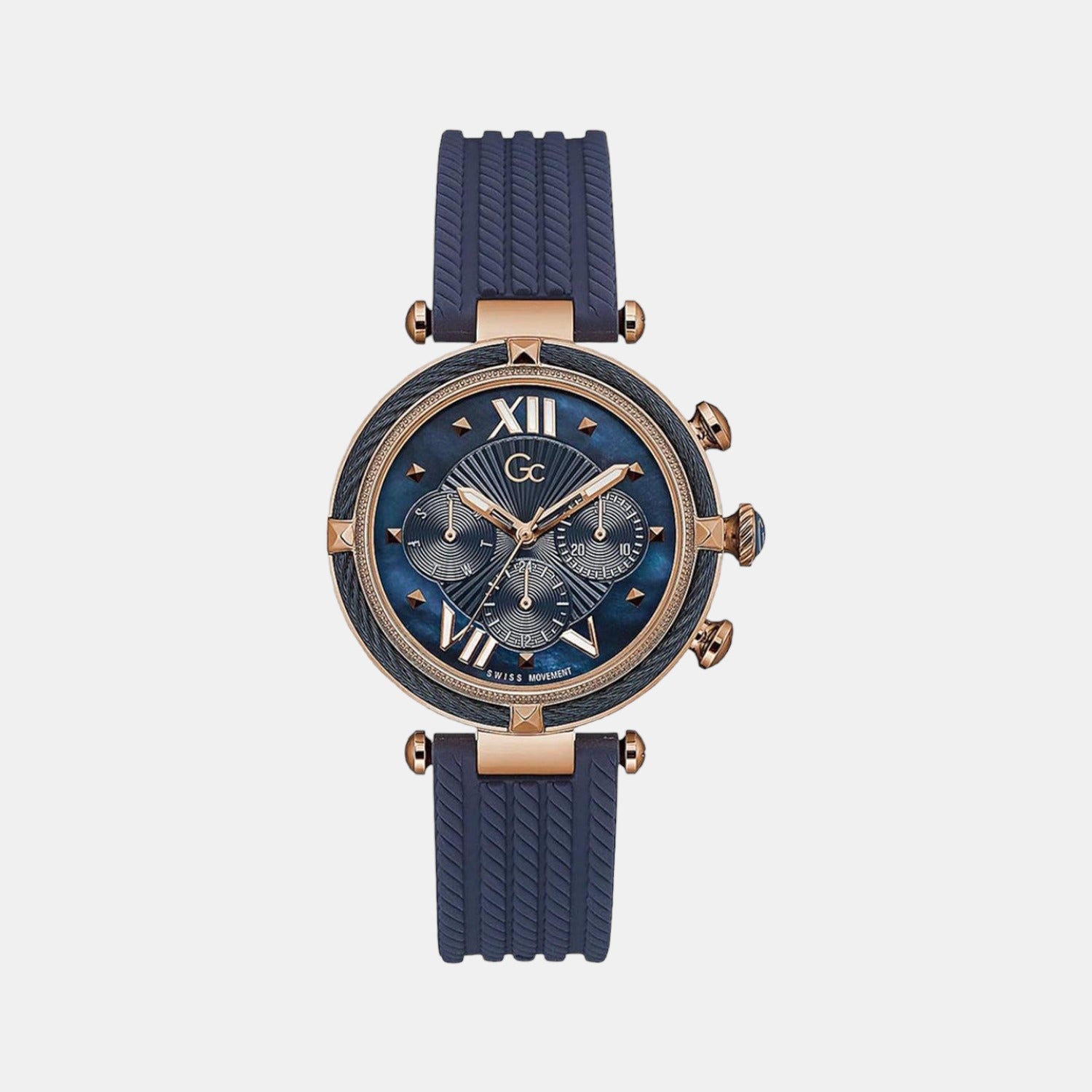 Female Blue Silicon Chronograph Watch Y16005L7MF