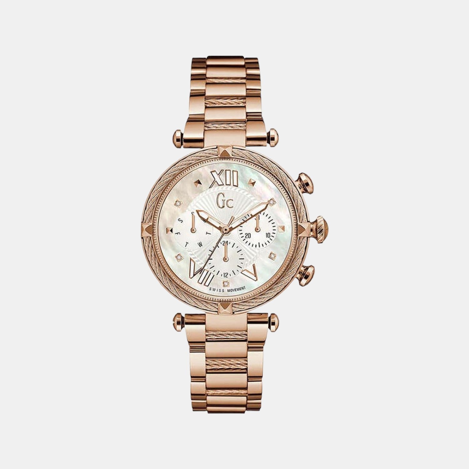 GC Round White Chronograph watch
