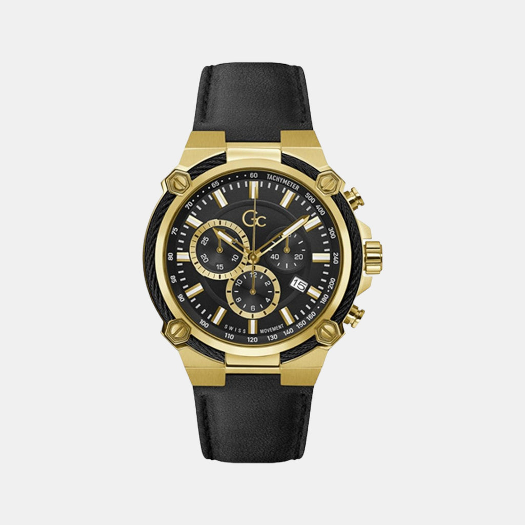 GC Round Black Chronograph watch