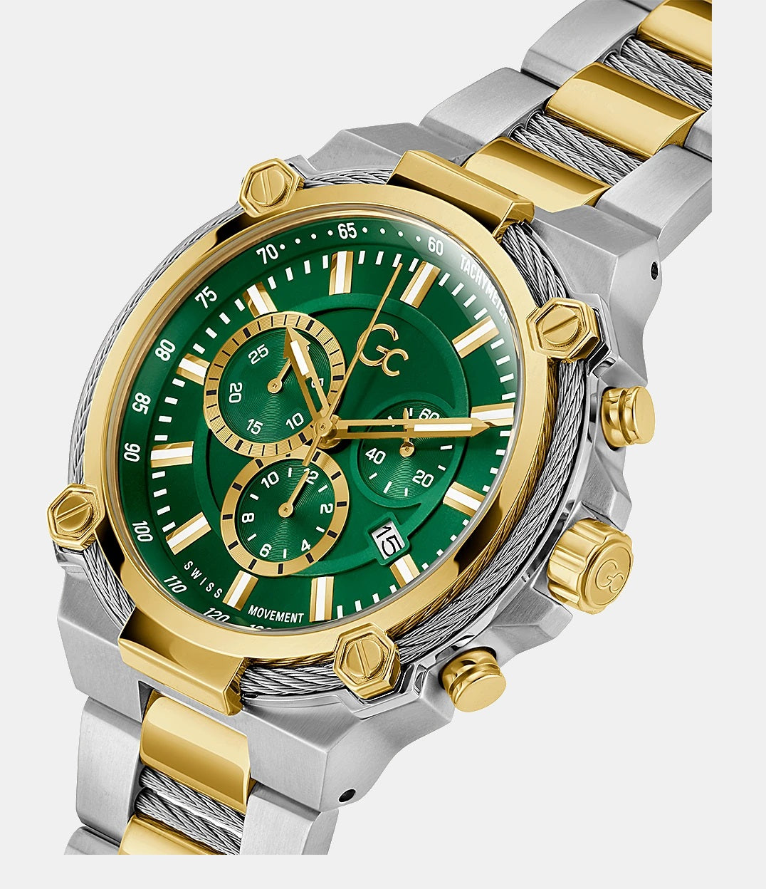 Male Green Stainless Steel Chronograph Watch Y24014G9MF