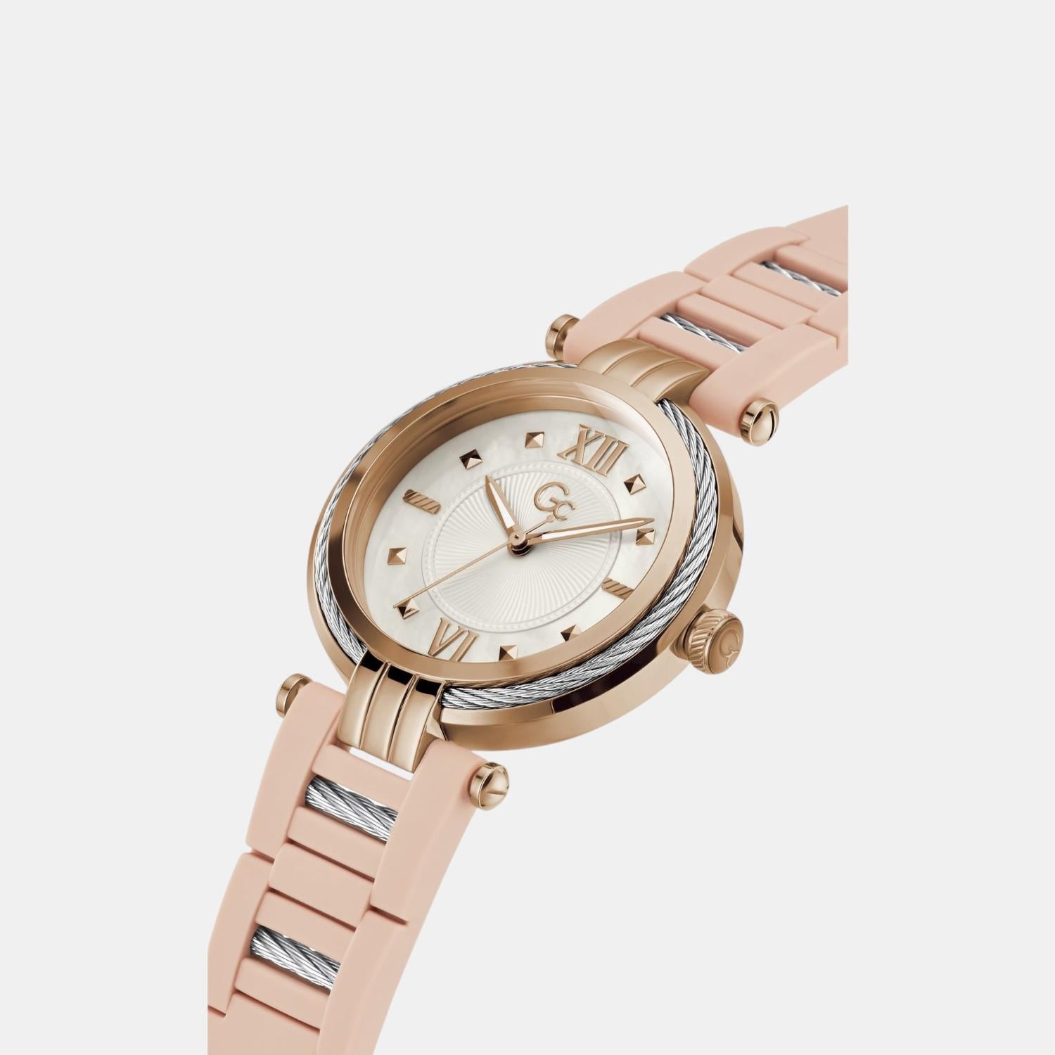 CableBijou Women Quartz White Dial Analog Silicone Watch Y56005L1MF