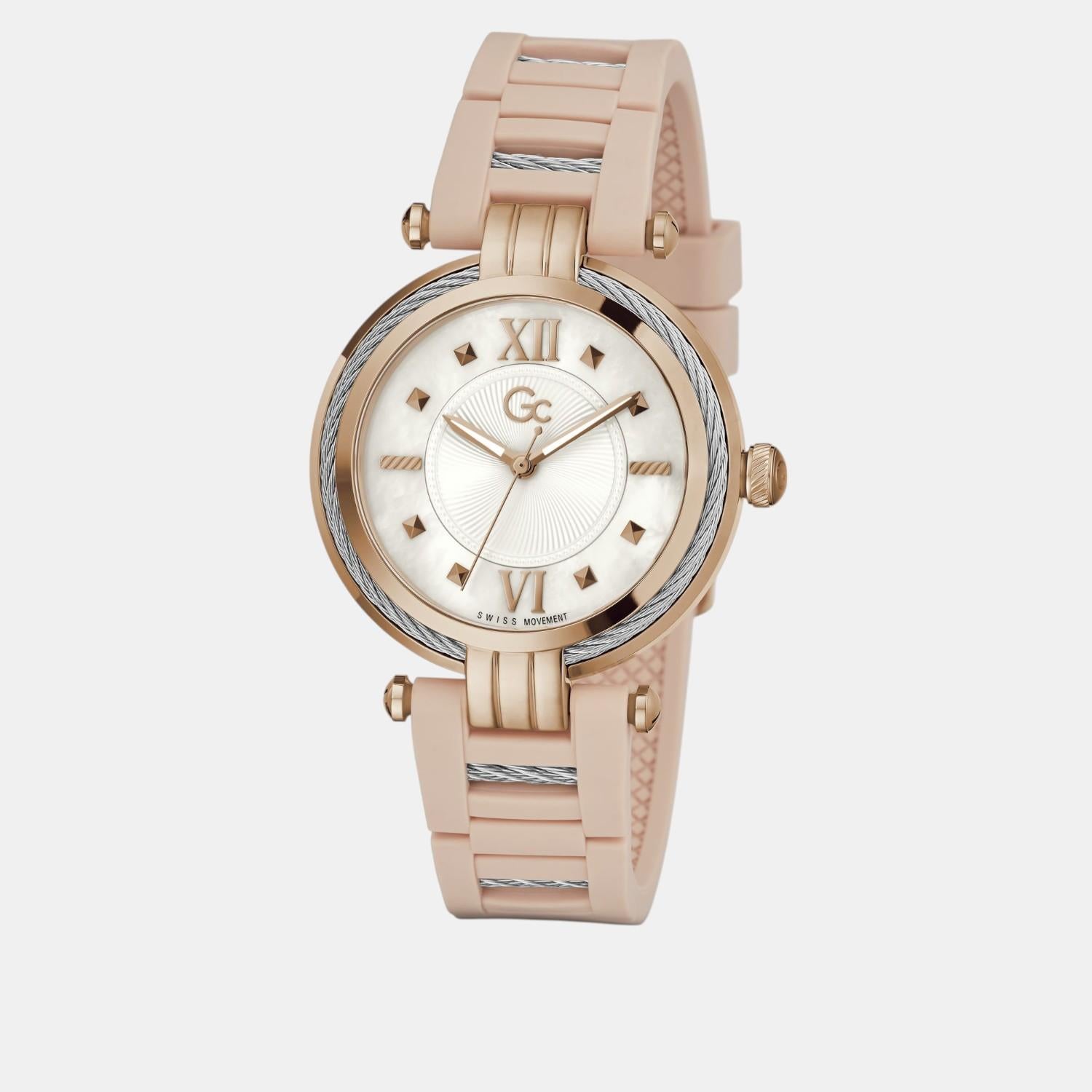 CableBijou Women Quartz White Dial Analog Silicone Watch Y56005L1MF