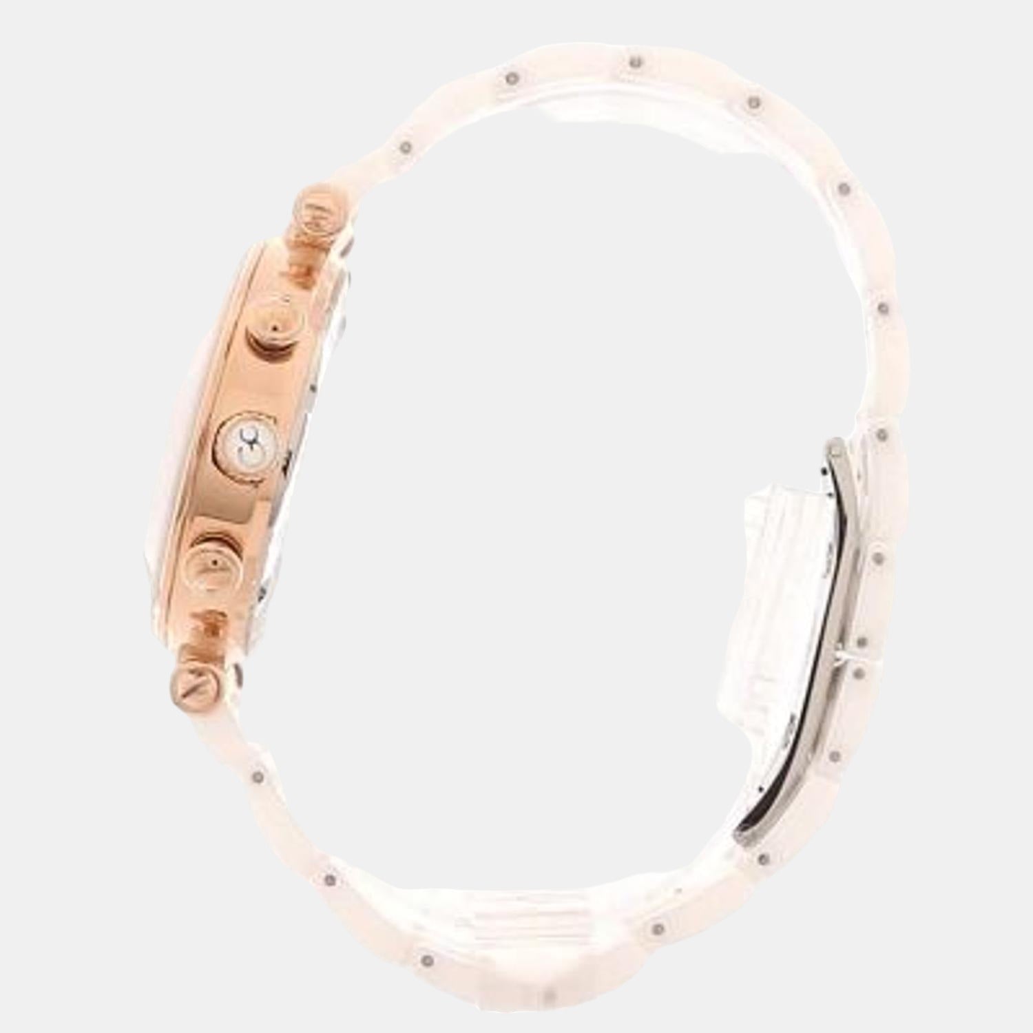 PrimeChic Women Quartz White Dial Chronograph Ceramic Watch Y65001L1MF