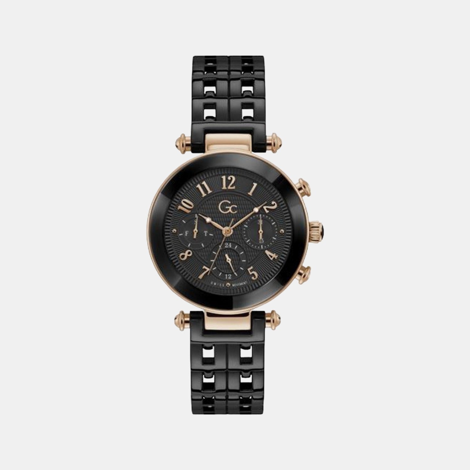 GC Round Black Chronograph watch