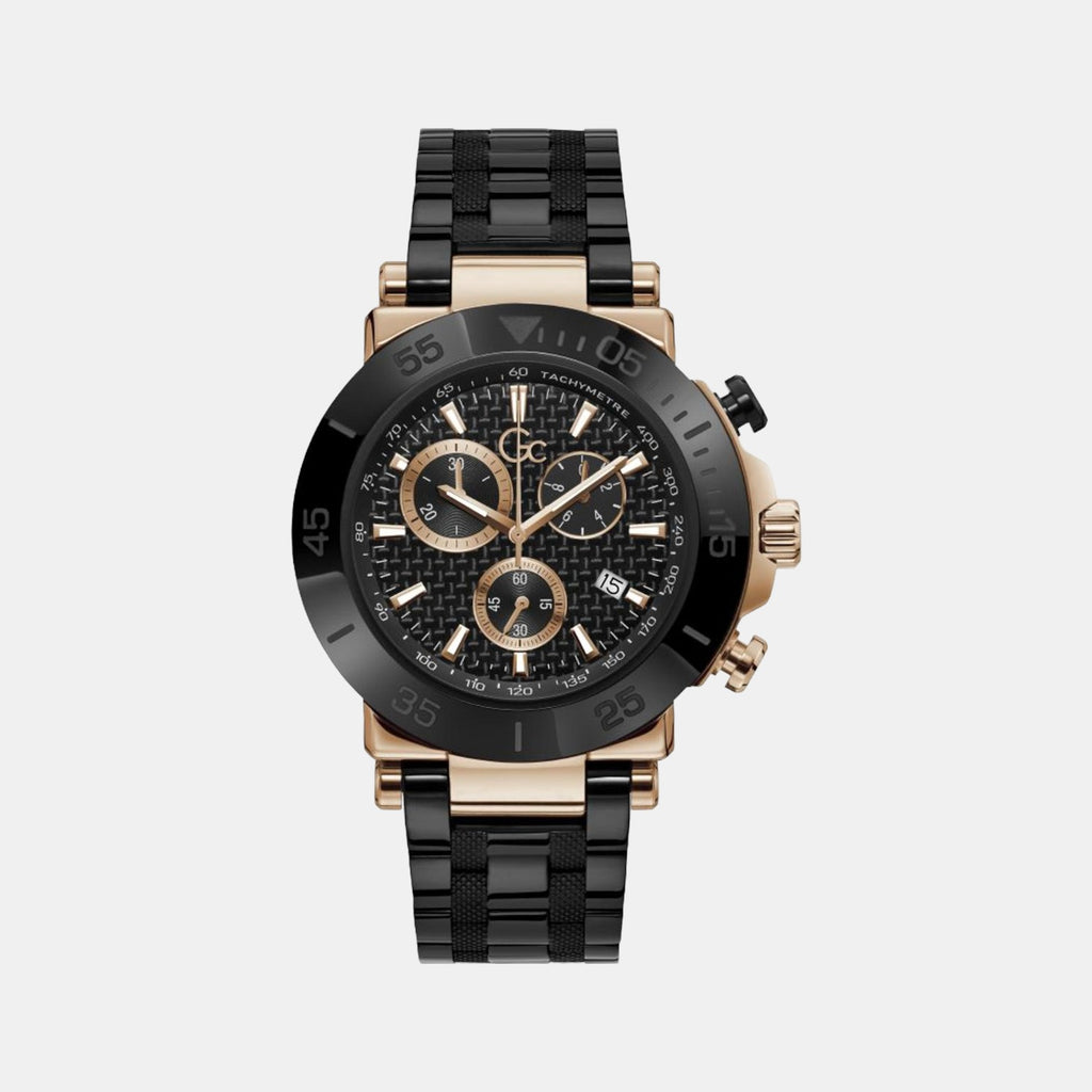 GC Round Black Chronograph watch