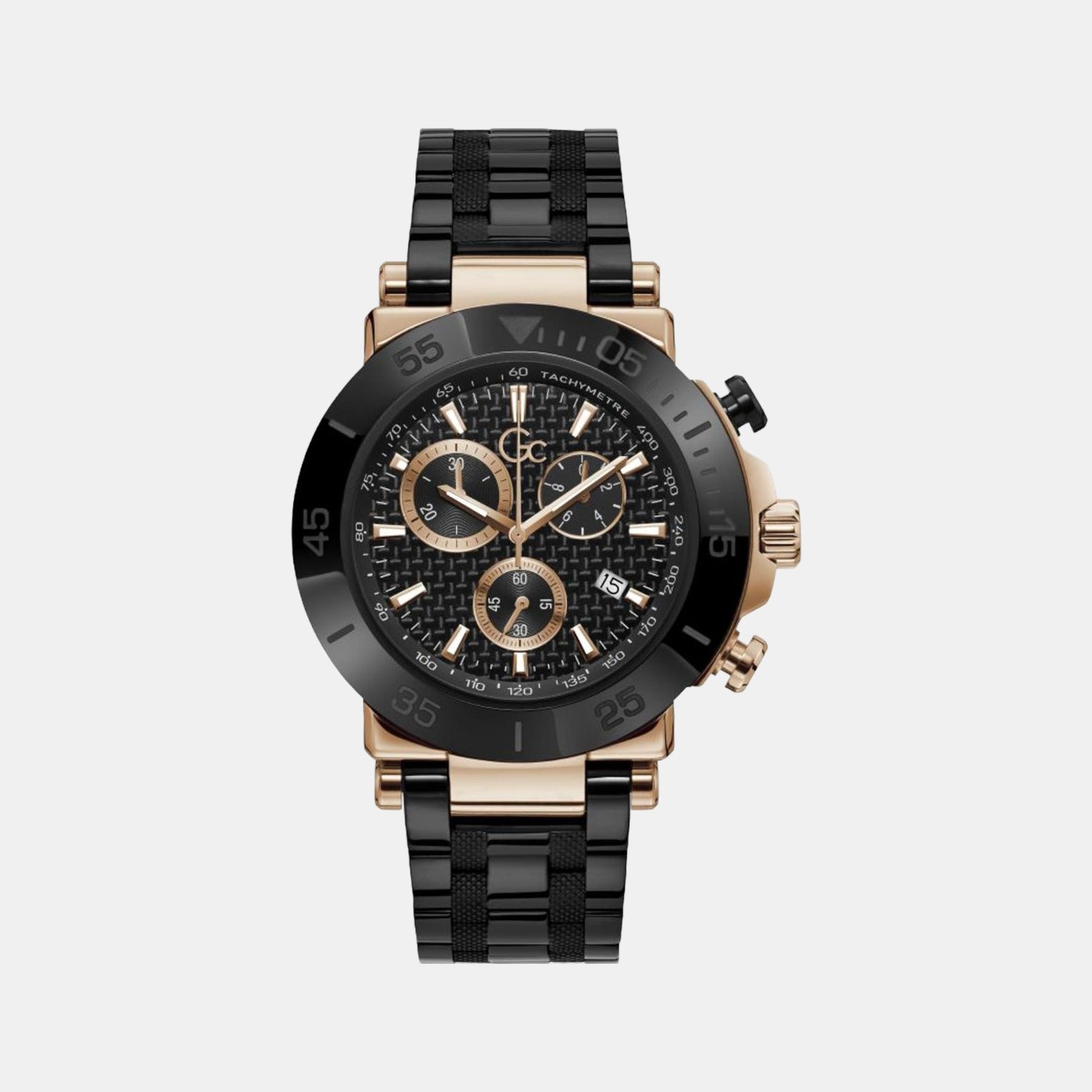 GC Round Black Chronograph watch